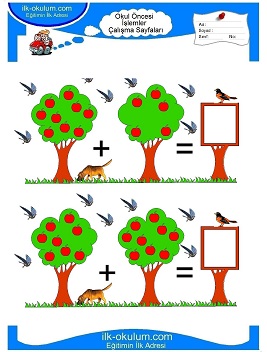 Çocuklar İçin toplam işlemi yaprak testleri 